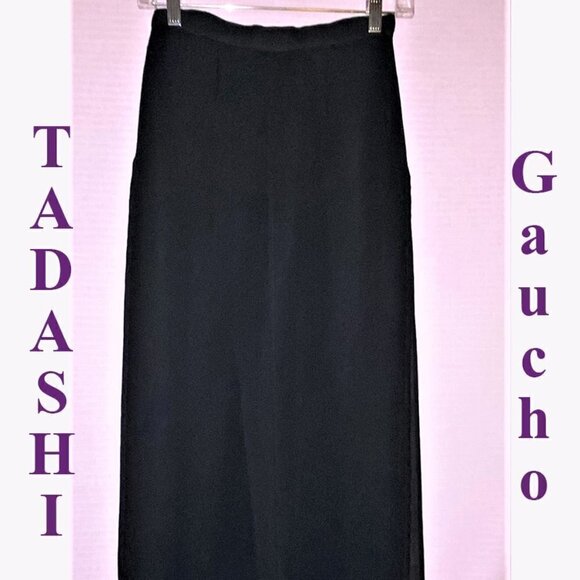 New Without Tags TADASHI Sheer Lined Black Gaucho Pants Size 2 - Picture 1 of 12